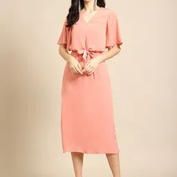 DODO & MOA Peach-Coloured Midi Dress-picture-34
