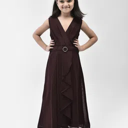 Eavan Girls V-Neck Pleated Georgette Maxi Dress-picture-12