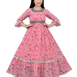 AJIZA GARMENTS Floral Applique Georgette Maxi Dress-picture-56