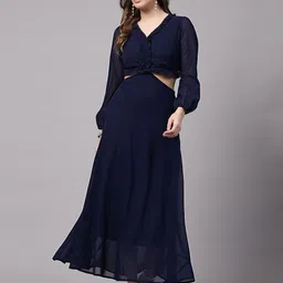 aayu Bell Sleeve Ruffled Georgette Maxi Dress-picture-21