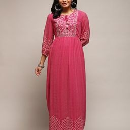 Biba Ethnic Motifs Printed Embroidered Detail Maxi Fit & Flare Ethnic Dress-picture-27