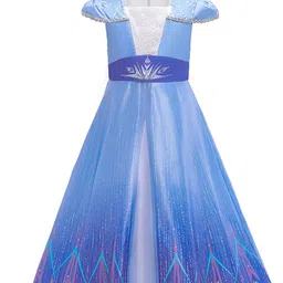 StyleCast Girls Blue Embellished Cape Sleeves Party Shirt Maxi Dress-picture-0