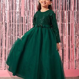 pspeaches Girls Embellished Sequinned Fit & Flare Lace Maxi Dress-picture-29