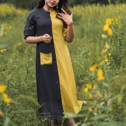 HAY Liva Colourblocked Puff Sleeves Liva A-Line Maxi Dress-picture-11