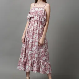 SHOWOFF Women Shoulder Straps Floral Printed Crepe Maxi Dress-picture-18