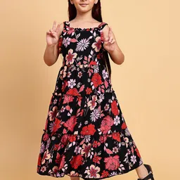 YK Girls Floral Print Fit & Flare Maxi Dress-image-20