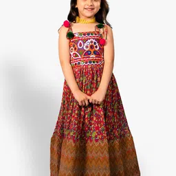 Jilmil Ethnic Printed Accordion Pleated Square neck Cotton Maxi Fit & Flare Dress-picture-29
