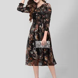 TOOCHKI Floral Print Georgette Fit & Flare Midi Dress image 1