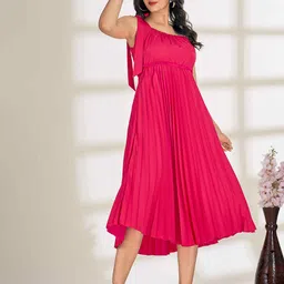 TextileNow Women Pleated Shoulder Tie-ups Dress-picture-23