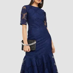 Styli Self Design A-Line Midi Dress-image-25