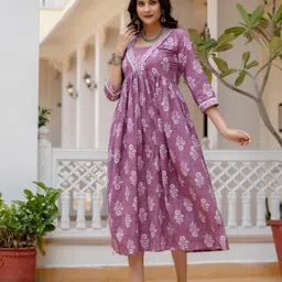 Nayo Women Floral Print A-Line Midi Dress-image-56