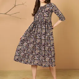 antaran Ethnic Motifs Printed A-Line Midi Dress-picture-16