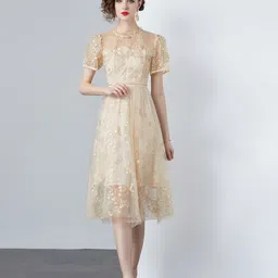 JC Collection Women Self Design Embellished Fit & Flare Midi Dress-picture-19
