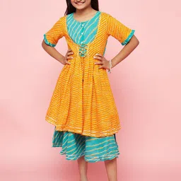 Aks Kids Girls Striped Tie-Ups Fit & Flare Midi Dress-picture-20