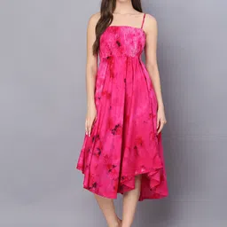 KALINI Abstract Print Smocked Fit & Flare Midi Dress-picture-40