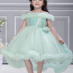 Ministitch Girls Net Fit & Flare Midi Tail cut Dress-picture-35