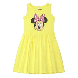 Disney by Wear Your Mind Girls Yellow Minnie Print Cotton Dress-picture-16