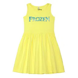 Disney by Wear Your Mind Girls Yellow Frozen Print Cotton Dress-picture-43