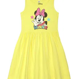 Disney by Wear Your Mind Girls Yellow Minnie Printed Cotton Dress-picture-49
