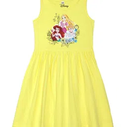 Disney by Wear Your Mind Yellow Disney Princess Printed Cotton Fit & Flare Dress-image-41