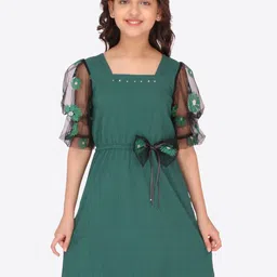 CUTECUMBER Green & Black Net Dress-picture-39