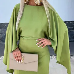 StyleCast x Revolte Cape Sleeve Sheath Above Knee Dress-picture-36