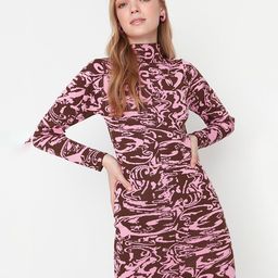 Trendyol Women Brown Printed Sheath Dress-picture-37