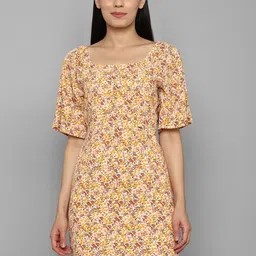 Allen Solly Woman Yellow Floral Sheath Dress-picture-37