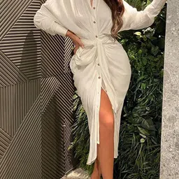 StyleCast Shirt Collar Maxi Midi Dress-image-0