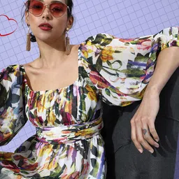 QUIERO Women Chic Multi-Coloured Floral Tiered Dress-image-22