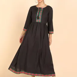 VEDANA Brown Tie-Up Neck Maxi Dress-picture-10