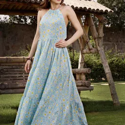 Sera Blue & Yellow Floral Maxi Dress-image-54