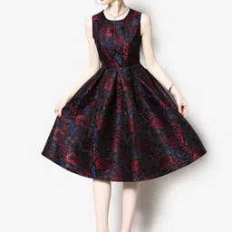 JC Collection Women Red & Black Midi Dress-image-32