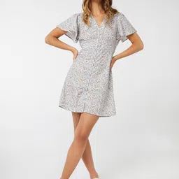 Ardene Floral Printed Flared Sleeves Shirt Style Mini Dress-picture-32