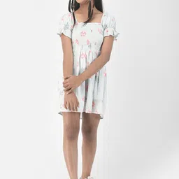 Crimsoune Club Girls Floral Print Fit and Flare Dress-image-99