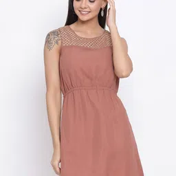 BAESD Round Neck Embellished A-line Dress-image-29