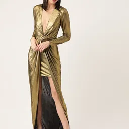 dodo & moa DODO & MOAV-Neck Satin Fit & Flare Maxi Dress-picture-39