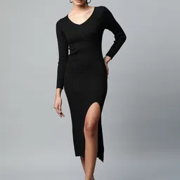 Global Republic V-Neck Sheath Midi Dress-image-0