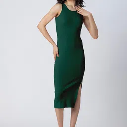 Moomaya Round Neck Sleeveless Bodycon Midi Dress-picture-12