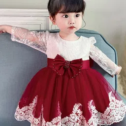 StyleCast Maroon Applique Work Balloon Mini Dress-picture-24