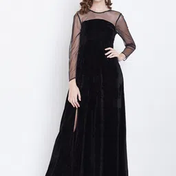 DODO & MOA Black Velvet Maxi Dress-picture-17
