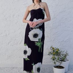 Athena Black Floral Printed Strapless Maxi Dress-picture-37