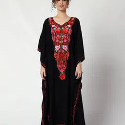 CRAFTBAZAR Floral Embroidered Kaftan Maxi Dress image 1