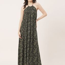 Moomaya Tropical Printed Halter Neck Maxi Dress-picture-9