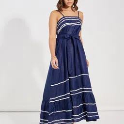 Styli Solid A-Line Strappy Maxi Dress image 1