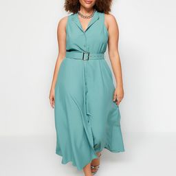 Trendyol Plus Size Shirt Collar Midi Dress-picture-43