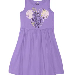Disney by Wear Your Mind Purple Printed Cotton Dress-image-87