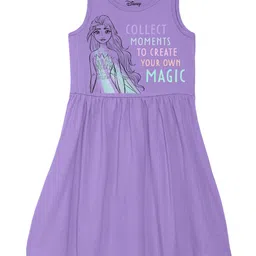 Disney by Wear Your Mind Girls Purple Elsa Print A-Line Dress-image-21