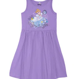 Disney by Wear Your Mind Girls Purple Cinderella Print Cotton Dress-picture-36
