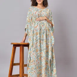Mine4Nine Floral Printed Kimono Sleeves Maternity Maxi Dress-picture-17